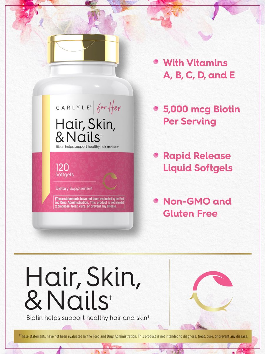 Carlyle Haut, Haare und Nägel Vitamine | 120 Weichkapseln | Schönheitsformel mit Biotin, Kollagen, Zink, Vitamin A, B6, C & E | Nicht-GVO, glutenfrei