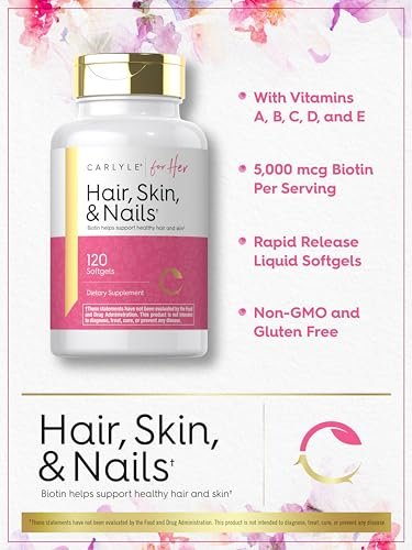 Carlyle Haut, Haare und Nägel Vitamine | 120 Weichkapseln | Schönheitsformel mit Biotin, Kollagen, Zink, Vitamin A, B6, C & E | Nicht-GVO, glutenfrei