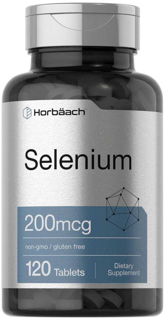 Horbäach Selen Supplement für Frauen & Männer | 200mcg | 120 Tabletten | Als Selenhefe | Vegetarisch, Nicht-GVO & Glutenfrei