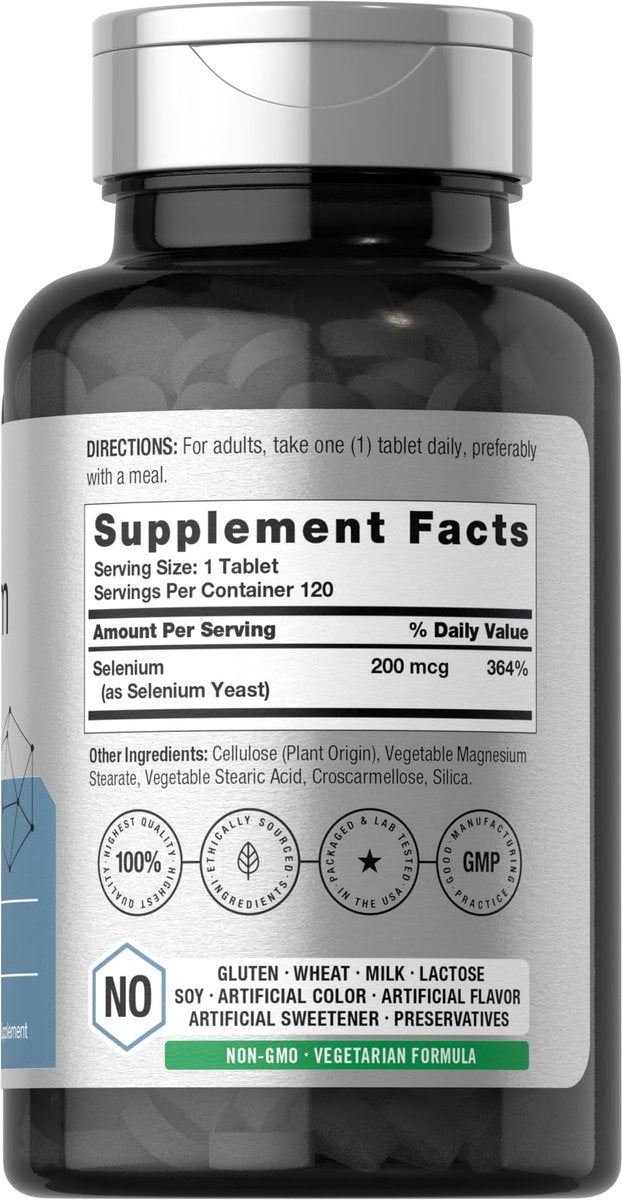 Horbäach Selen Supplement für Frauen & Männer | 200mcg | 120 Tabletten | Als Selenhefe | Vegetarisch, Nicht-GVO & Glutenfrei