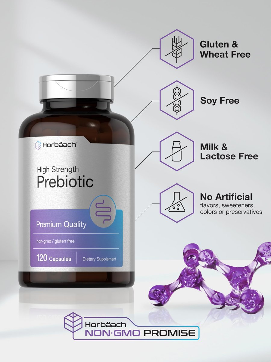 Horbäach Präbiotikum für Männer und Frauen | 120 Pulverkapseln | Hochdosiert & Premium Qualität | Non-GMO & Glutenfrei | Schnell freisetzende Kapseln