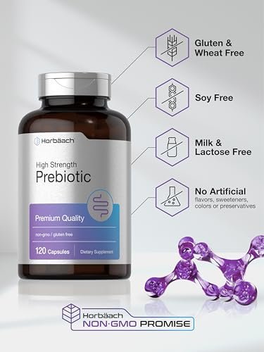 Horbäach Präbiotikum für Männer und Frauen | 120 Pulverkapseln | Hochdosiert & Premium Qualität | Non-GMO & Glutenfrei | Schnell freisetzende Kapseln