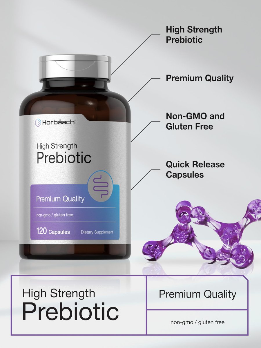 Horbäach Präbiotikum für Männer und Frauen | 120 Pulverkapseln | Hochdosiert & Premium Qualität | Non-GMO & Glutenfrei | Schnell freisetzende Kapseln
