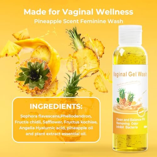 Feminine Wash & Yoni Oil & Yoni Seifen Set für Frauen – Yoni Wash für vaginales pH-Gleichgewicht, Geruch entfernen, feuchtigkeitsspendend – 5,07 Unzen Duschgel & 1 Fl. Oz. Bio-Öl & 3,53 Unzen Intimseife (Ananas)
