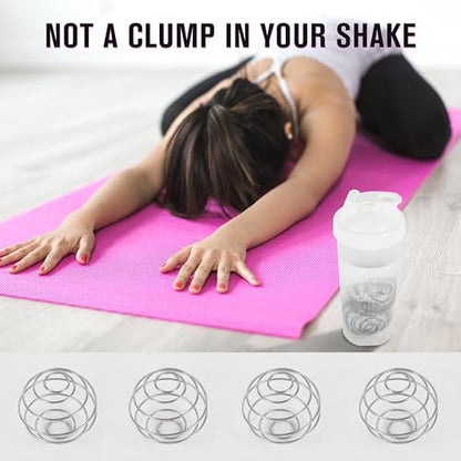 BooMetCheer 4er-Set 2,1 Zoll Große Shaker Bälle für Proteinshakes, Milchshakes und Salatdressings – 304 Edelstahl Shakerball