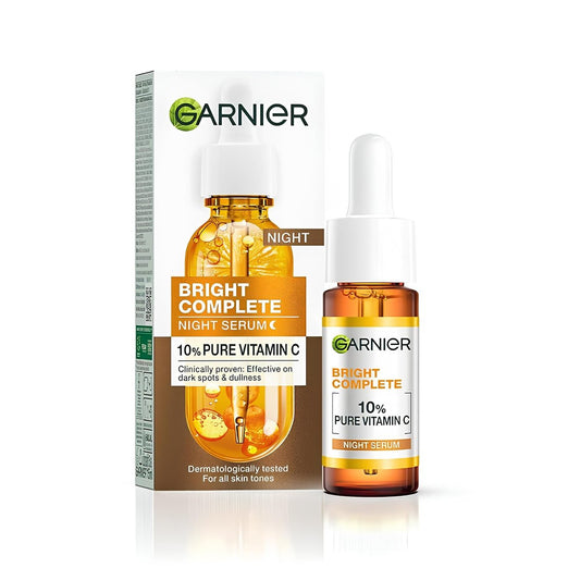 Garnier Targeted Anti-Dunkelflecken Nacht Serum mit 10% reinem Vitamin C & Hyaluronsäure – Anti-Pigmentierung & Mattheit, 30 ml