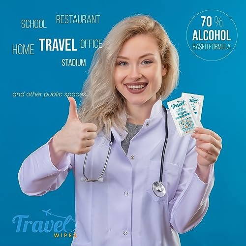 Handdesinfektionstücher für unterwegs – 30 einzeln verpackte Tücher mit frischem Zitrusduft, 70% Alkohol, feuchtigkeitsspendend – für Reisen, Zuhause, Büro und den täglichen Gebrauch