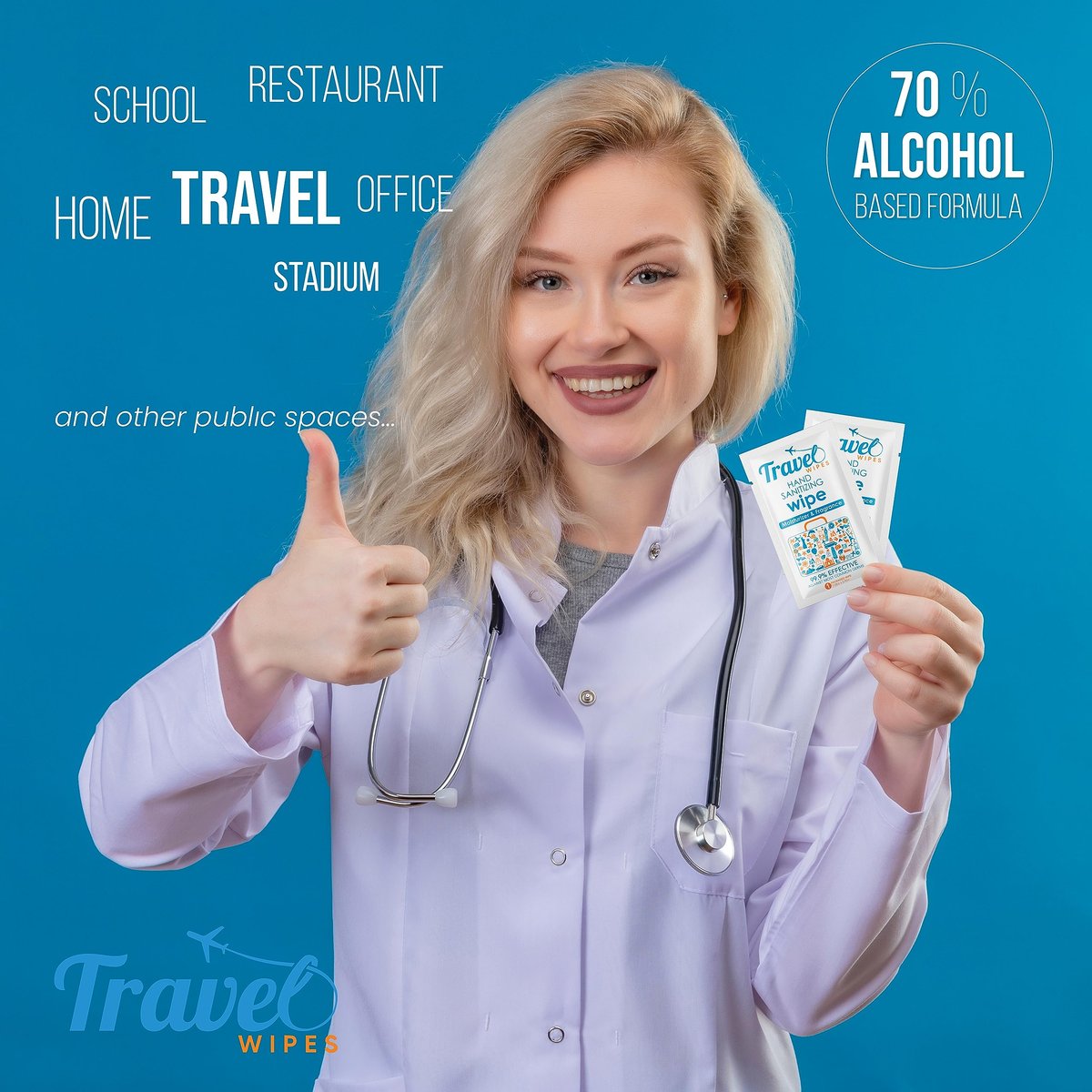 Handdesinfektionstücher für unterwegs – 30 einzeln verpackte Tücher mit frischem Zitrusduft, 70% Alkohol, feuchtigkeitsspendend – für Reisen, Zuhause, Büro und den täglichen Gebrauch
