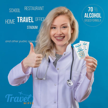 Handdesinfektionstücher für unterwegs – 30 einzeln verpackte Tücher mit frischem Zitrusduft, 70% Alkohol, feuchtigkeitsspendend – für Reisen, Zuhause, Büro und den täglichen Gebrauch