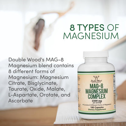 Magnesium Komplex 180 Kapseln – 426mg elementares Magnesium aus 8 verschiedenen Formen (MAG-8) – 100% des Tagesbedarfs