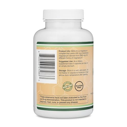 Magnesium Komplex 180 Kapseln – 426mg elementares Magnesium aus 8 verschiedenen Formen (MAG-8) – 100% des Tagesbedarfs