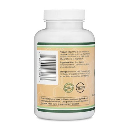 Magnesium Komplex 180 Kapseln – 426mg elementares Magnesium aus 8 verschiedenen Formen (MAG-8) – 100% des Tagesbedarfs
