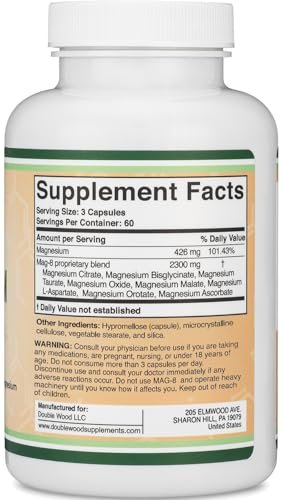 Magnesium Komplex 180 Kapseln – 426mg elementares Magnesium aus 8 verschiedenen Formen (MAG-8) – 100% des Tagesbedarfs