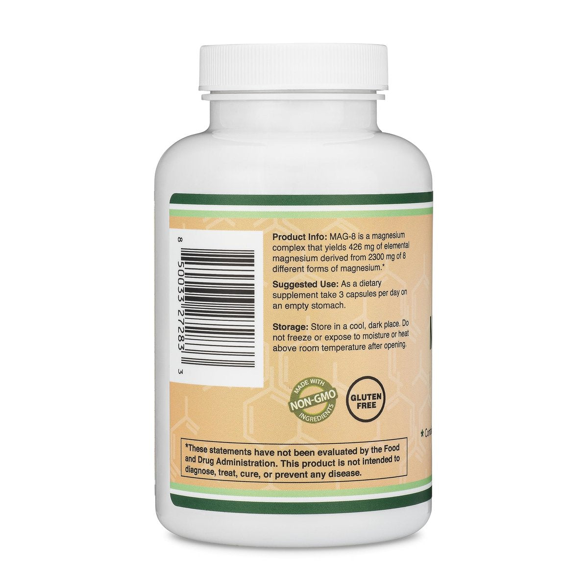 Magnesium Komplex 180 Kapseln – 426mg elementares Magnesium aus 8 verschiedenen Formen (MAG-8) – 100% des Tagesbedarfs