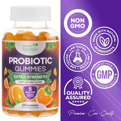 Probiotische Gummibärchen für Frauen und Männer - Fortschrittliche Multi-Stamm-Probiotika-Formel - Unterstützung für Darm- und Verdauungsgesundheit bei gelegentlichem Blähbauch - Tägliches Acidophilus-Präparat - 120 Gummibärchen