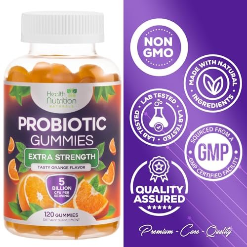 Probiotische Gummibärchen für Frauen und Männer - Fortschrittliche Multi-Stamm-Probiotika-Formel - Unterstützung für Darm- und Verdauungsgesundheit bei gelegentlichem Blähbauch - Tägliches Acidophilus-Präparat - 120 Gummibärchen