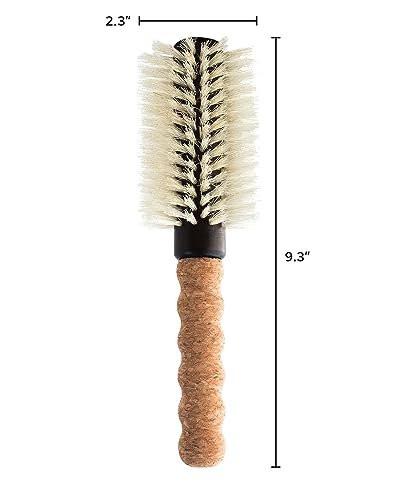 Nylon-Borsten-Haarbürste – Runde Föhnbürste, Medium 2,3" Zylinder, Antistatisch, Korkgriff