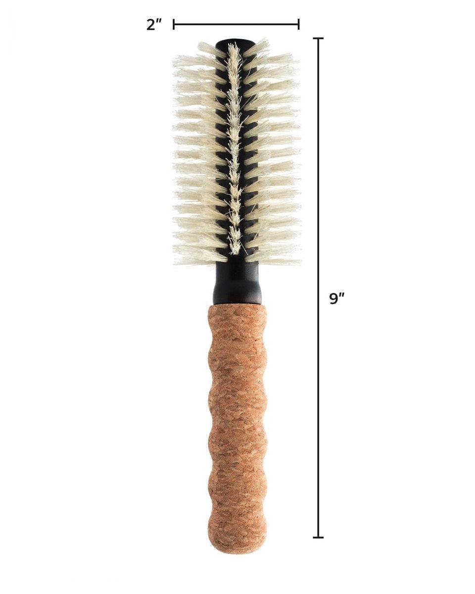 Nylon-Borsten-Haarbürste, Rundbürste zum Föhnen, kleiner 2-Zoll-Föhnbürste, antistatische Haarbürste, Kork-Komfortgriff, entwirrende Kunststoff-/Naturborsten-Haarstyling-Werkzeug