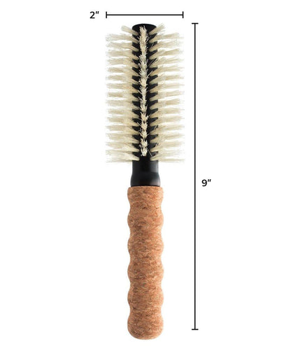 Nylon-Borsten-Haarbürste, Rundbürste zum Föhnen, kleiner 2-Zoll-Föhnbürste, antistatische Haarbürste, Kork-Komfortgriff, entwirrende Kunststoff-/Naturborsten-Haarstyling-Werkzeug