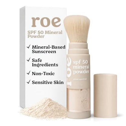 Roe Wellness SPF 50 Puder-Sonnenschutz – Mineralisch, nicht toxisch, für Kinder, Erwachsene & Babys | Für Kopfhaut, Gesicht & Körper (Riff-sicher)