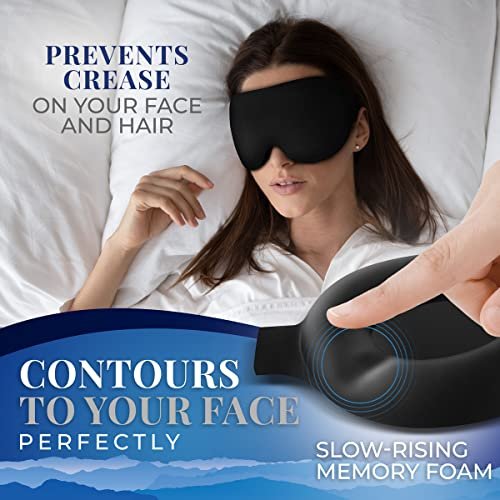 SmartRest Schlafmaske [2er-Pack] - Augenmaske zum Schlafen - Patentiert, Konturiert, 100% Verdunkelung, Null Druck Schlafmasken für Frauen und Männer - S2 Schwarz
