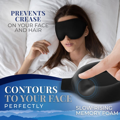 SmartRest Schlafmaske [2er-Pack] - Augenmaske zum Schlafen - Patentiert, Konturiert, 100% Verdunkelung, Null Druck Schlafmasken für Frauen und Männer - S2 Schwarz