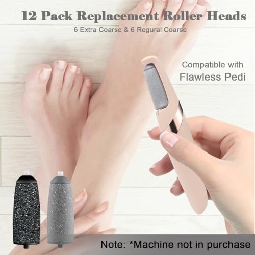 12er-Pack Ersatzrollen für Flawless Pedi – 6 extra grobe & 6 grobe Walzen, kompatibel mit Finish Touch Flawless Pedi Elektronikfeile