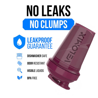 VELOMIX 4er-Pack 20 oz Proteinshaker-Flasche mit 4x Drahtbesen – Auslaufsicherer Shaker-Becher für Proteinshakes, stapelbar, spülmaschinenfest (Beeren-Mix)