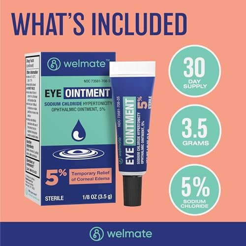 WELMATE Augensalbe – Natriumchlorid 5% hypertonische Augensalbe gegen Hornhautödem – sterile Augensalbe mit Lanolin & Mineralöl – Reisegröße – 3,5 g (1 Tube)