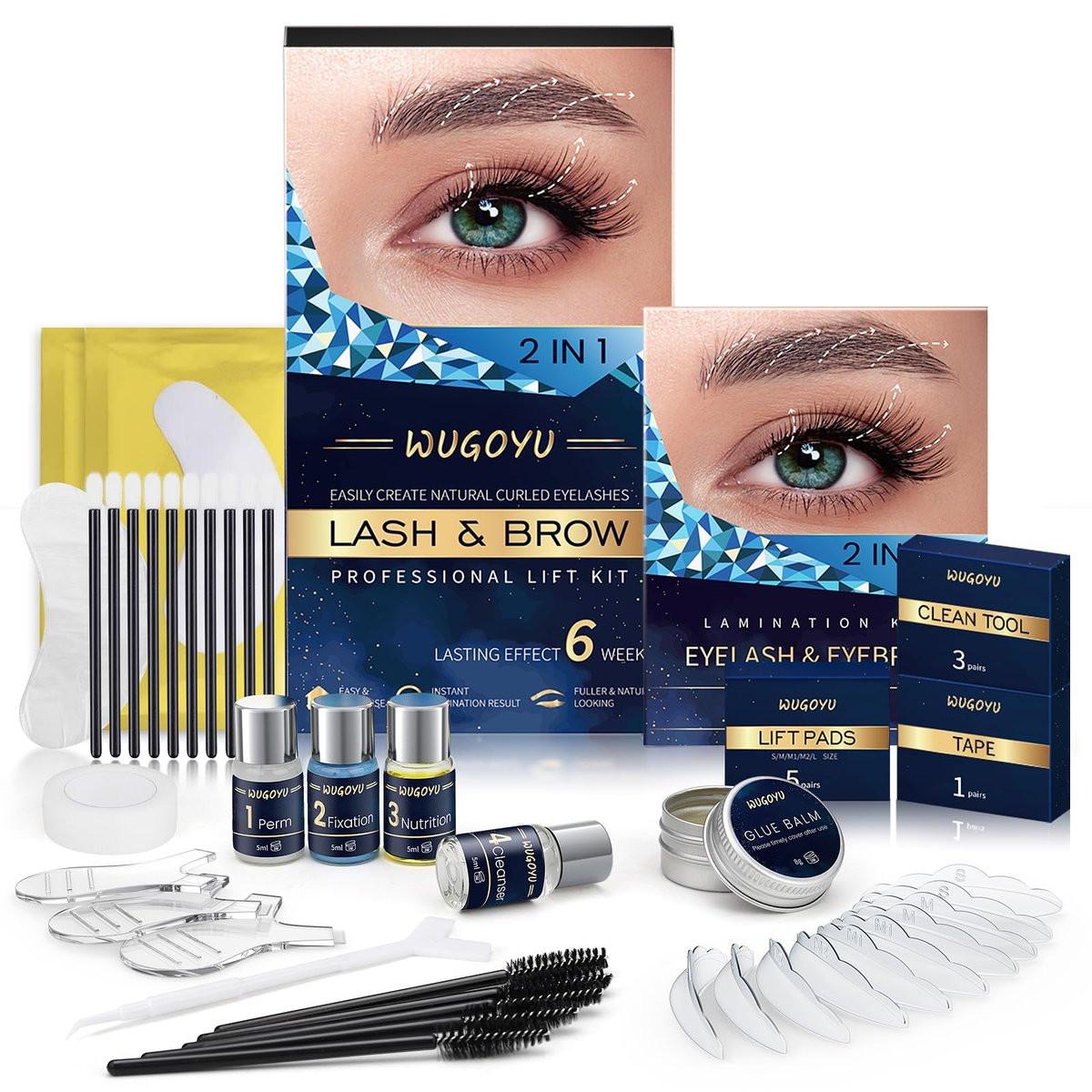WUGOYU Lash Lift Kit – Professionelles Wimpern- & Augenbrauen-Laminierungsset für langanhaltende Ergebnisse (6 Wochen) – Blau