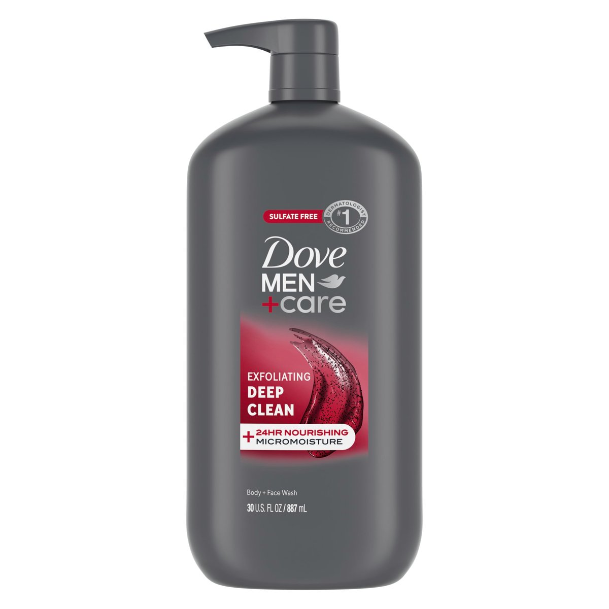 DOVE MEN + CARE Peeling Körper- und Gesichtsreiniger für Männer – Tiefenreinigung mit 24-Stunden Feuchtigkeitsspendender Mikrofeuchtigkeits-Technologie, 30 oz
