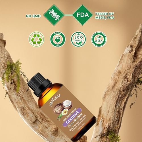 yethious Kokosöl für die Haut 100 ml – Kokosnuss Duftöl für Diffuser, Kerzenherstellung, Seife, Duftöl für Auto, Duftkerzen, Aromatherapie & Haarpflege 3,38 Fl Oz