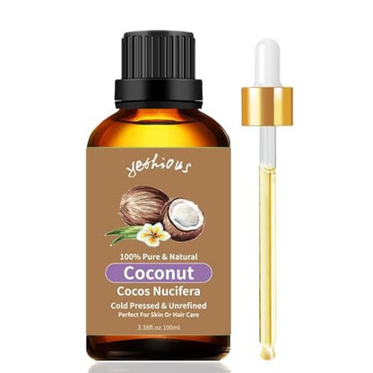 yethious Kokosöl für die Haut 100 ml – Kokosnuss Duftöl für Diffuser, Kerzenherstellung, Seife, Duftöl für Auto, Duftkerzen, Aromatherapie & Haarpflege 3,38 Fl Oz