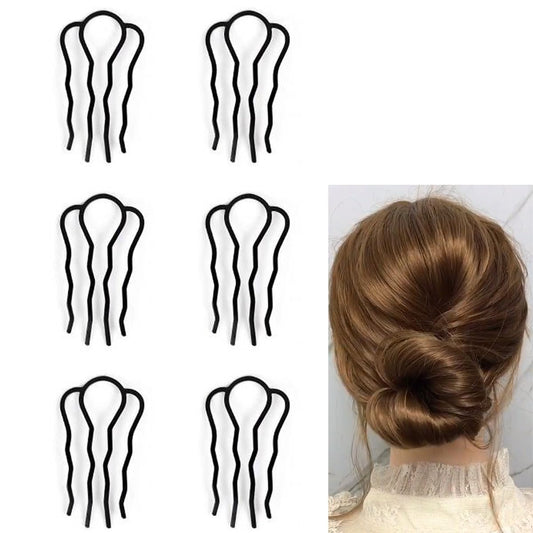 6-teiliger Metall-Haarkrallen-Clip, Haarseitenkämme, Haarnadeln, Dutt-U-Shape-Haarkrallen, French-Twist-Haarstyling-Werkzeug, Accessoires für Frauen