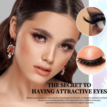 Magnetische Wimpern und Eyeliner Set – 12 Paar verschiedene 3D-Naturlook Wimpern mit Eyeliner und Pinzette, wiederverwendbar & schweißfest, kein Kleber nötig
