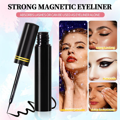Magnetische Wimpern und Eyeliner Set – 12 Paar verschiedene 3D-Naturlook Wimpern mit Eyeliner und Pinzette, wiederverwendbar & schweißfest, kein Kleber nötig