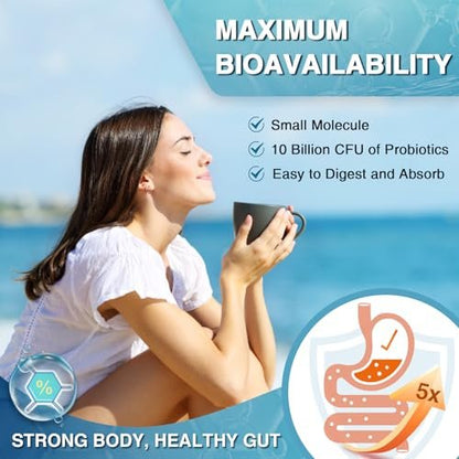NATURE TARGET Marine Collagen Peptides Pulver – Typ I & III Kollagen mit Probiotika, Vitamin C & Hyaluronsäure für Haut, Haare, Nägel, aus Wildfang-Fisch & Weide-Rind, 35 Portionen