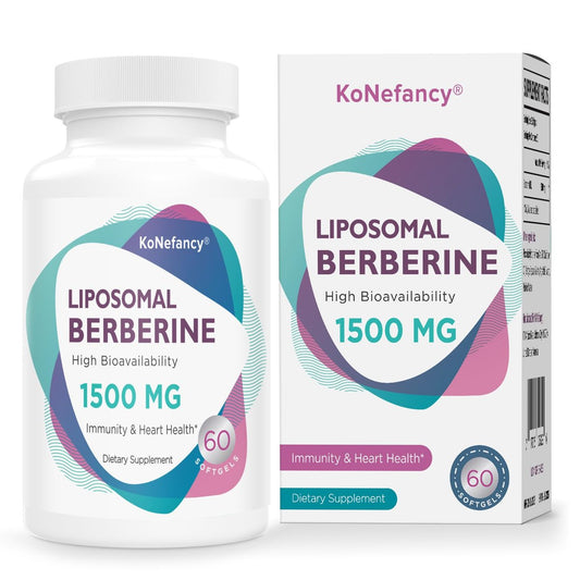 KoNefancy Berberin HCL Kapseln 1500mg – Liposomale Berberin Kapseln mit hoher Bioverfügbarkeit, GLP-1 Unterstützung und AMPK-Aktivator, Laborgeprüft, Nicht-GVO, Zuckerfrei, 60 Weichkapseln