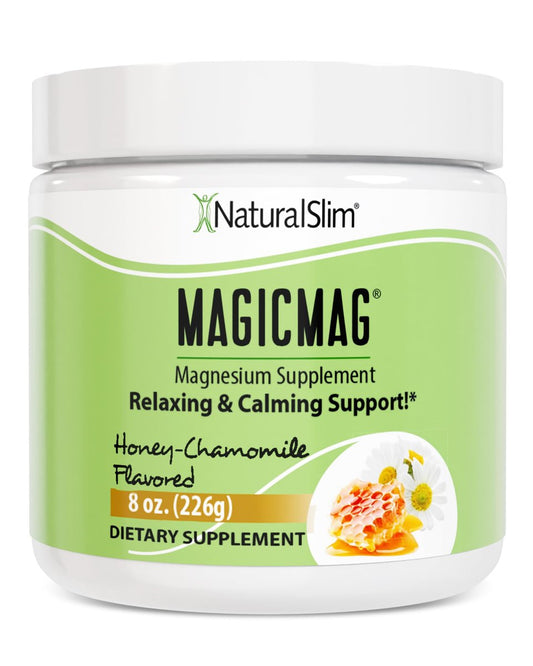 NaturalSlim MagicMag Magnesiumcitrat-Pulver für Stress, Verstopfung, Muskel- und Herzgesundheit, bessere Erholung und Verdauungsunterstützung – Magnesiumergänzung für Frauen und Männer, 227 g – Honig-Kamille