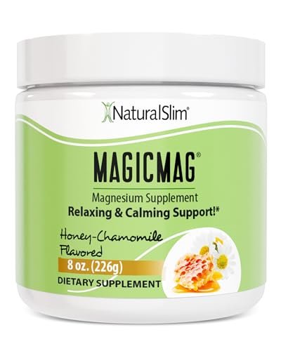 NaturalSlim MagicMag Magnesiumcitrat-Pulver für Stress, Verstopfung, Muskel- und Herzgesundheit, bessere Erholung und Verdauungsunterstützung – Magnesiumergänzung für Frauen und Männer, 227 g – Honig-Kamille