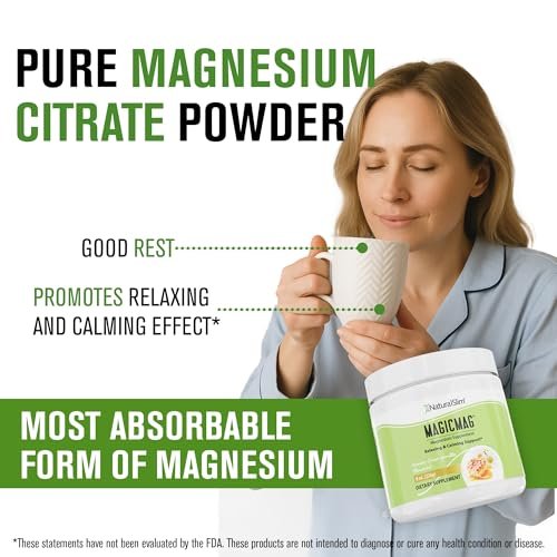 NaturalSlim MagicMag Magnesiumcitrat-Pulver für Stress, Verstopfung, Muskel- und Herzgesundheit, bessere Erholung und Verdauungsunterstützung – Magnesiumergänzung für Frauen und Männer, 227 g – Honig-Kamille