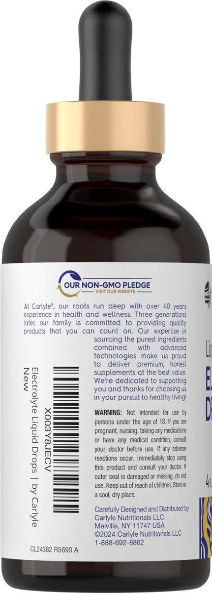 Carlyle Elektrolyt-Tropfen 118 ml | Flüssiges Hydratationspräparat für Getränke | Vegane Formel | Keto-freundlich, Nicht-GVO, Glutenfrei