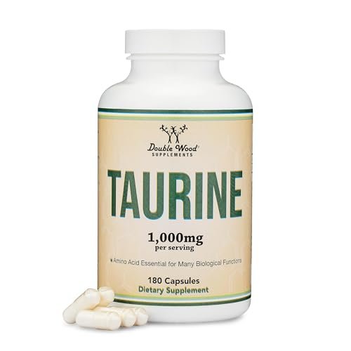 Taurin 1000 mg pro Portion, 180 Kapseln – Aminosäure für ein längeres, gesünderes Leben – Vegan, glutenfrei, nicht-GVO