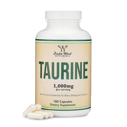 Taurin 1000 mg pro Portion, 180 Kapseln – Aminosäure für ein längeres, gesünderes Leben – Vegan, glutenfrei, nicht-GVO
