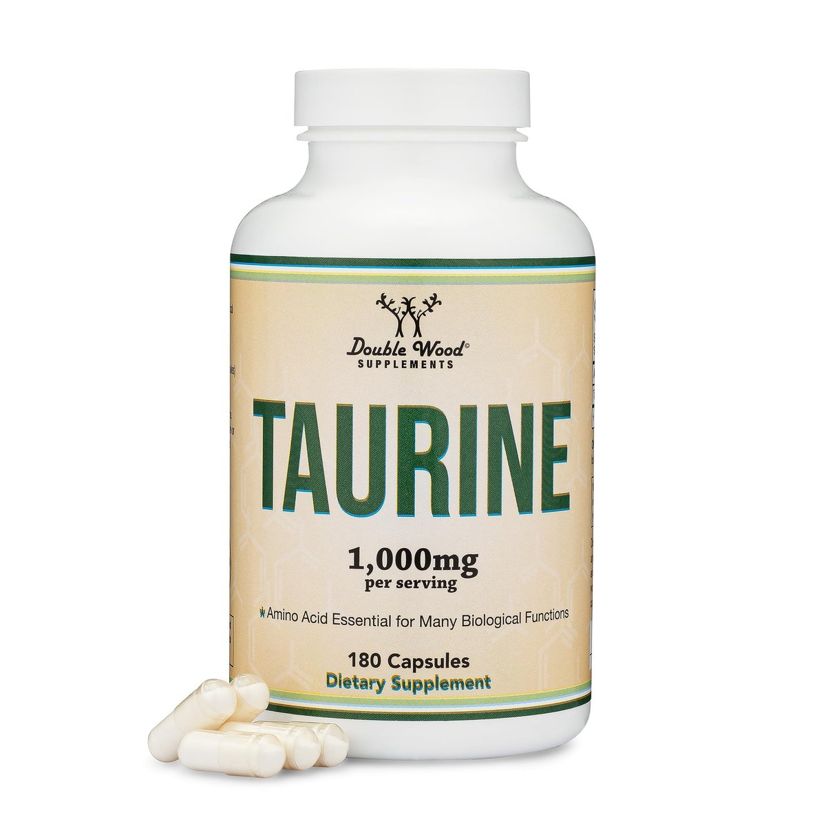 Taurin 1000 mg pro Portion, 180 Kapseln – Aminosäure für ein längeres, gesünderes Leben – Vegan, glutenfrei, nicht-GVO