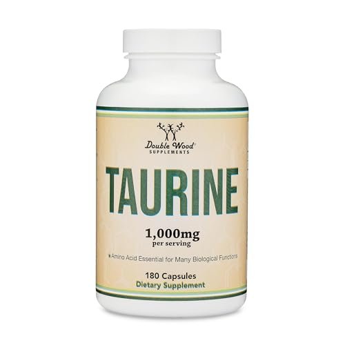 Taurin 1000 mg pro Portion, 180 Kapseln – Aminosäure für ein längeres, gesünderes Leben – Vegan, glutenfrei, nicht-GVO