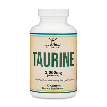 Taurin 1000 mg pro Portion, 180 Kapseln – Aminosäure für ein längeres, gesünderes Leben – Vegan, glutenfrei, nicht-GVO