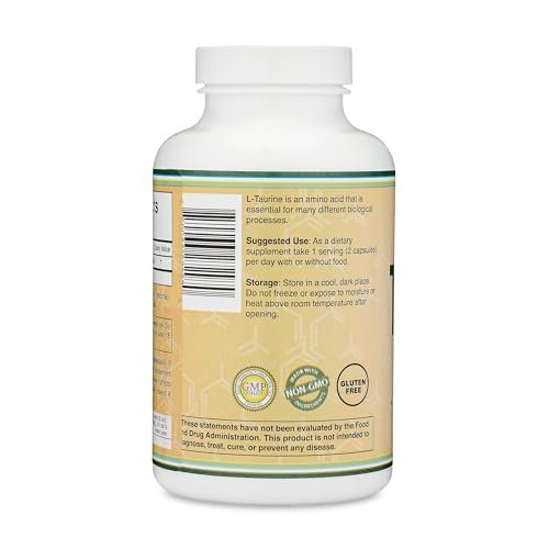 Taurin 1000 mg pro Portion, 180 Kapseln – Aminosäure für ein längeres, gesünderes Leben – Vegan, glutenfrei, nicht-GVO