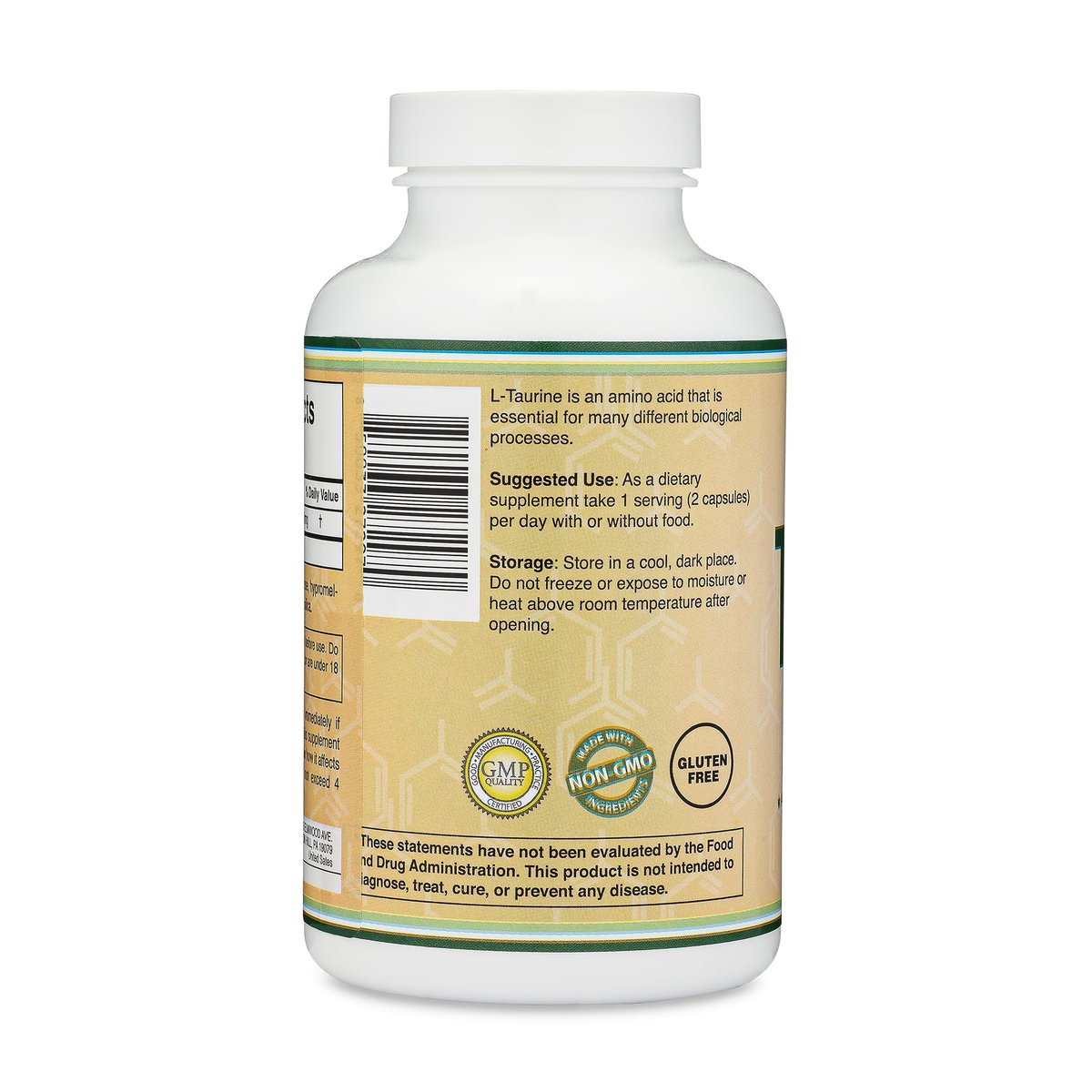 Taurin 1000 mg pro Portion, 180 Kapseln – Aminosäure für ein längeres, gesünderes Leben – Vegan, glutenfrei, nicht-GVO