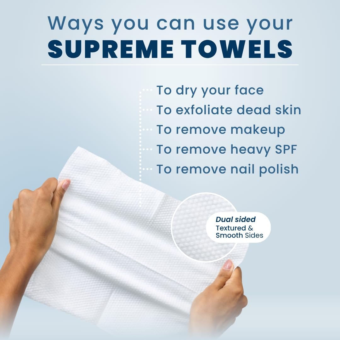 Clean Skin Club Clean Towels XL® Supreme – 100 % USDA Biobased Gesichtstuch, Einweg-Tücher, Ekzem-Gesellschaft akzeptiert, Dicker strukturierter Trockenreiniger, Ultra-saugfähig & weich, 1 Packung, 50 Stück